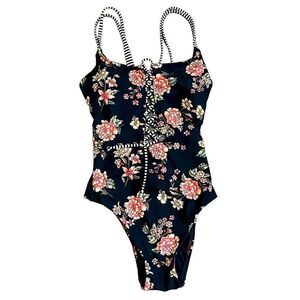 Skinny Dippers Lace Up Floral Swim Suit Small